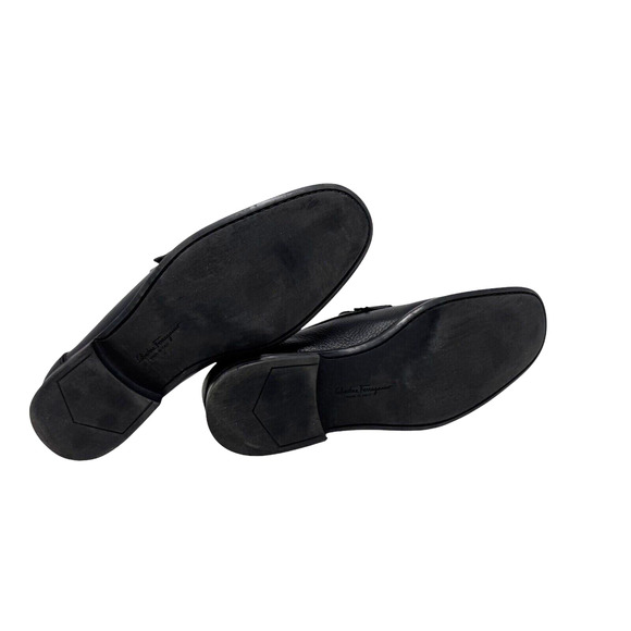 Salvatore Ferragamo Black Leather Men\'s Loafer Shoes Gancini Slip-on Size D 8 main image 4